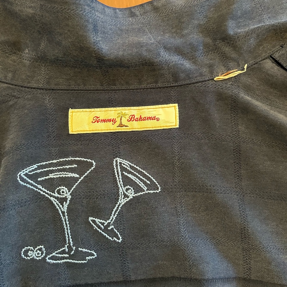 Tommy Bahama Dark Blue Shirt with Martini Design